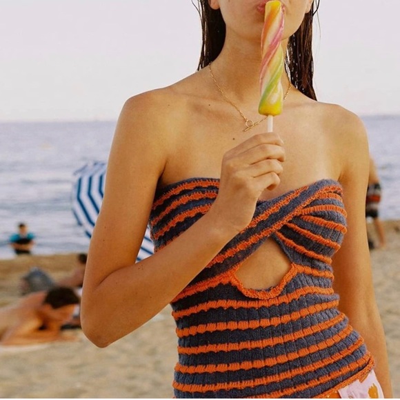 NUFIWI Knitted Strapless Tube Top Twist Size M - Picture 4 of 5